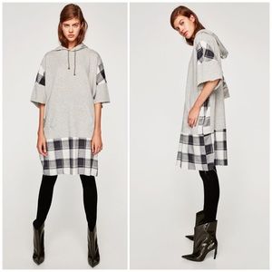 Zara Trafaluc Sweatshirt Plaid combo dress/tunic